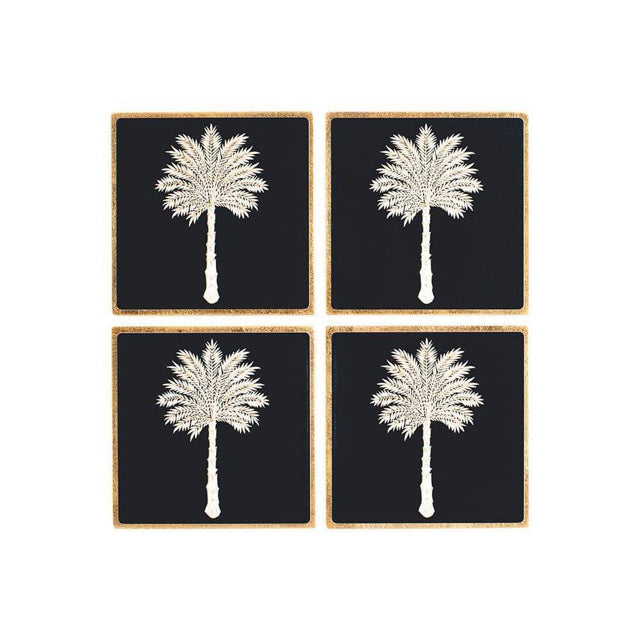 Set of 4 Grand Palms Black Coasters