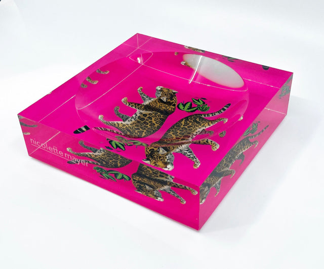 Seeing Double Leopards Hot Pink Candy Dish