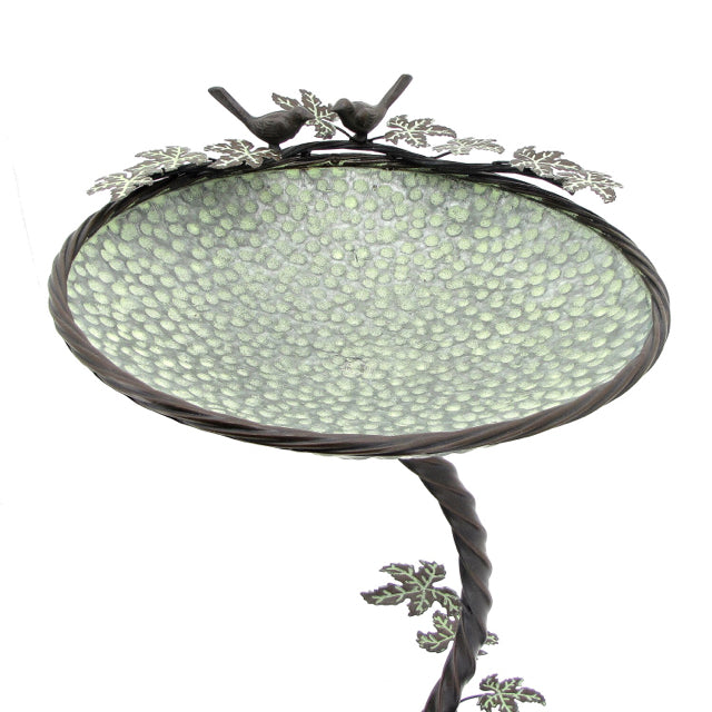 Round Galvanized Birdbath on Curved Stand