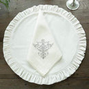 Set of 4 Round Ruffle Velvet Cream Placemats